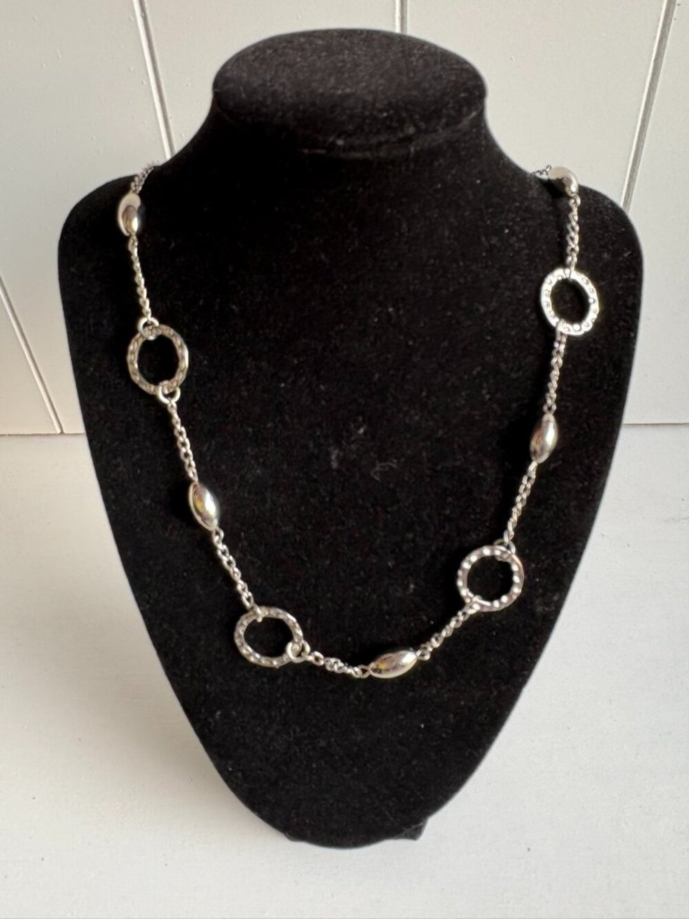 Silver necklace, 14" lying flat